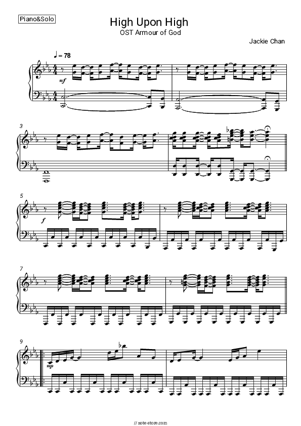 High Upon High (OST Armour of God) - Jackie Chan Piano Sheet Music - Piano.Solo