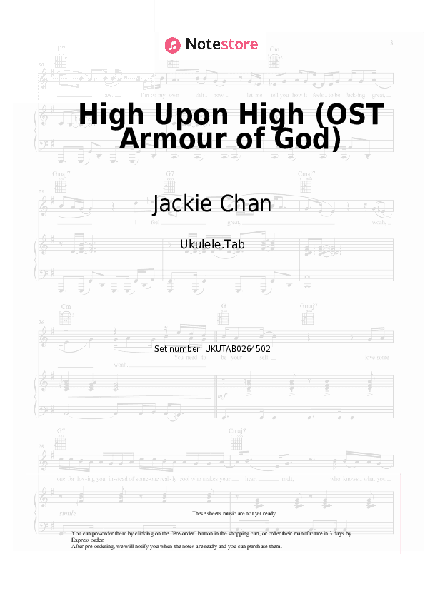 High Upon High (OST Armour of God) - Jackie Chan Sheet Music - Ukulele.Tab