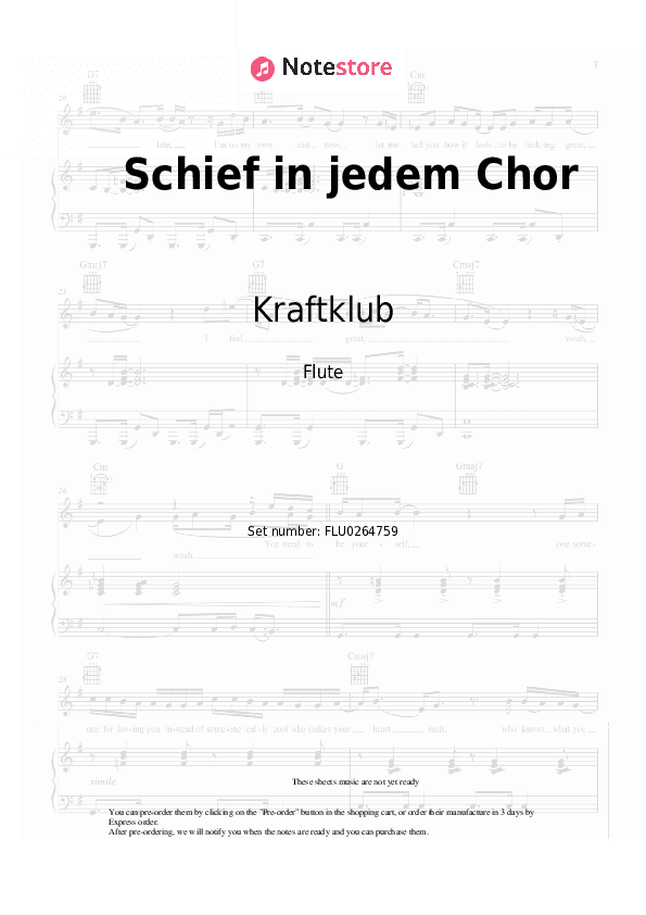 Schief in jedem Chor - Kraftklub Flute Sheet Music - Flute