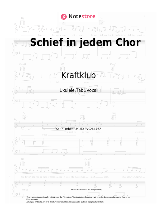 Schief in jedem Chor - Kraftklub Sheet Music - Ukulele.Tab&Vocal