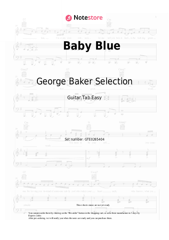 Baby Blue - George Baker Selection Tabs Easy - Guitar.Tab.Easy