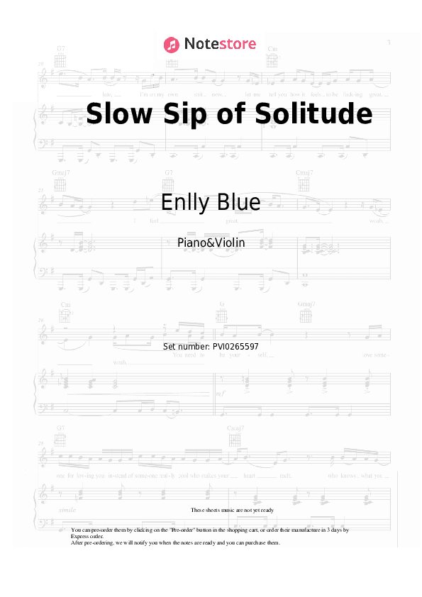 Slow Sip of Solitude - Enlly Blue Piano Sheet Music and Violin - Piano&Violin