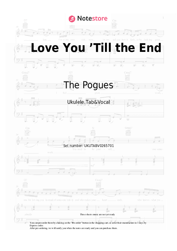 Love You ’Till the End - The Pogues Sheet Music - Ukulele.Tab&Vocal