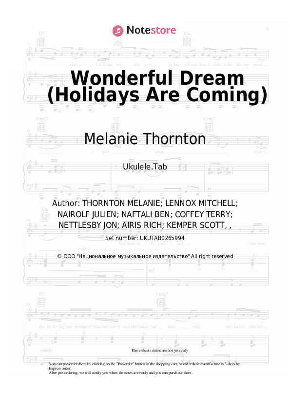 Wonderful Dream (Holidays Are Coming) - Melanie Thornton Sheet Music - Ukulele.Tab