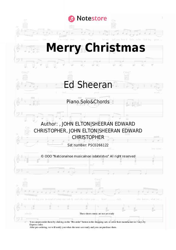 Merry Christmas - Ed Sheeran, Elton John Piano Sheet Music and Chords - Piano.Solo&Chords