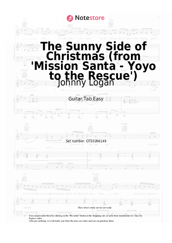 The Sunny Side of Christmas (from 'Mission Santa - Yoyo to the Rescue') - Johnny Logan Tabs Easy - Guitar.Tab.Easy