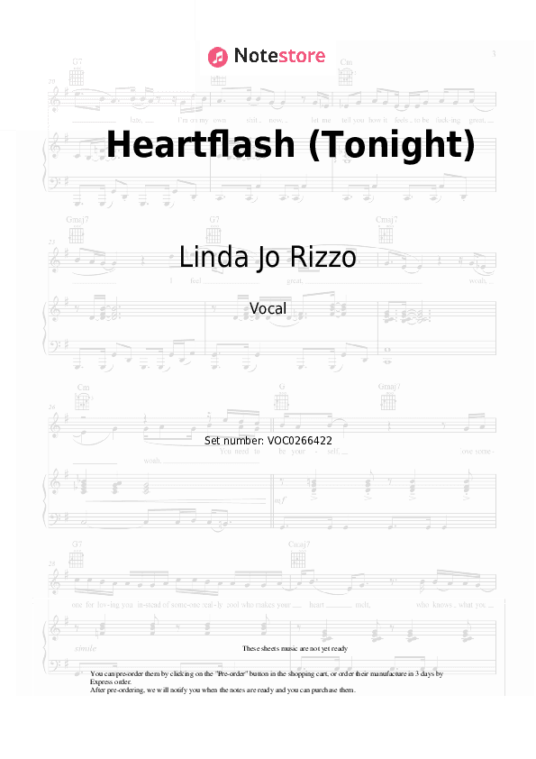 Heartflash (Tonight) - Linda Jo Rizzo Vocal Sheet Music - Vocal