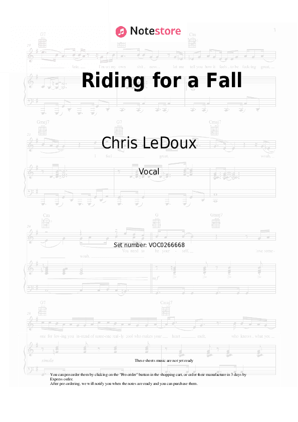 Riding for a Fall - Chris LeDoux Vocal Sheet Music - Vocal