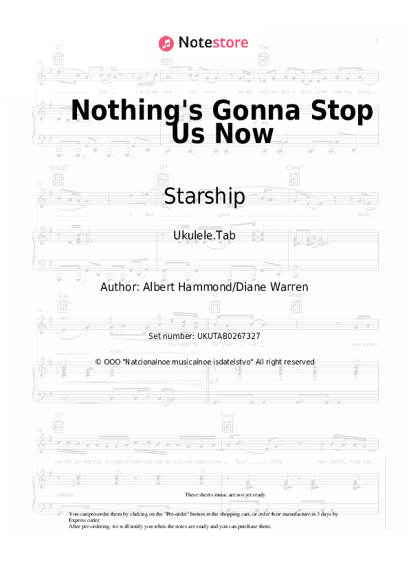 Nothing's Gonna Stop Us Now - Starship Sheet Music - Ukulele.Tab