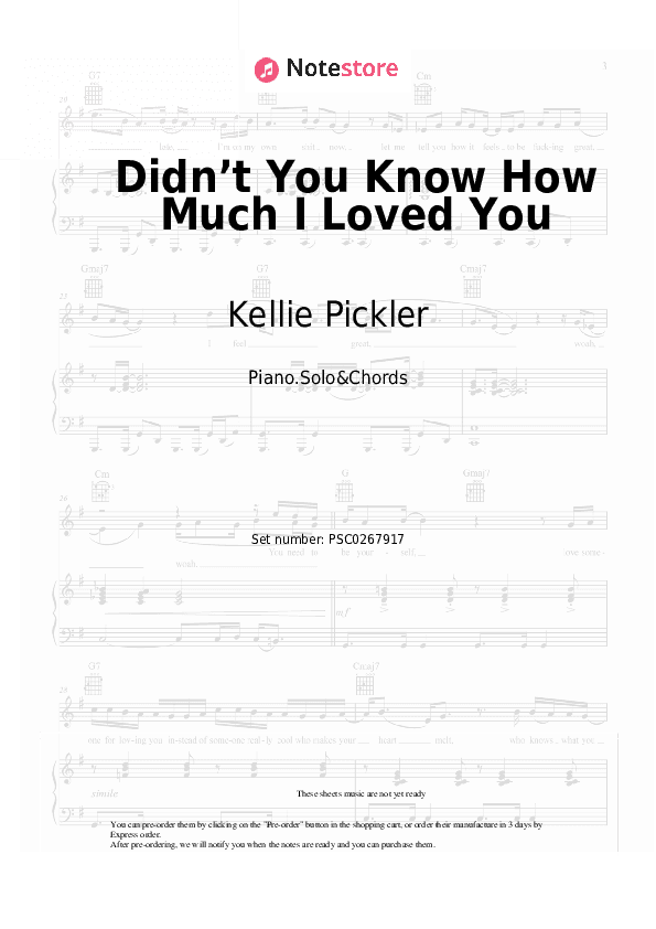 Didn’t You Know How Much I Loved You - Kellie Pickler Piano Sheet Music and Chords - Piano.Solo&Chords