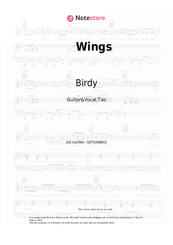 Wings - Birdy Chords and Voice - Guitar&Vocal.Tab