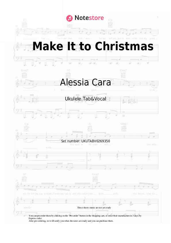 Make It to Christmas - Alessia Cara Sheet Music - Ukulele.Tab&Vocal