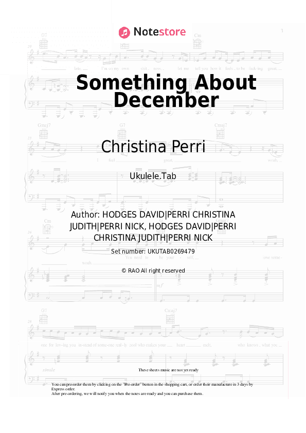 Something About December - Christina Perri Sheet Music - Ukulele.Tab