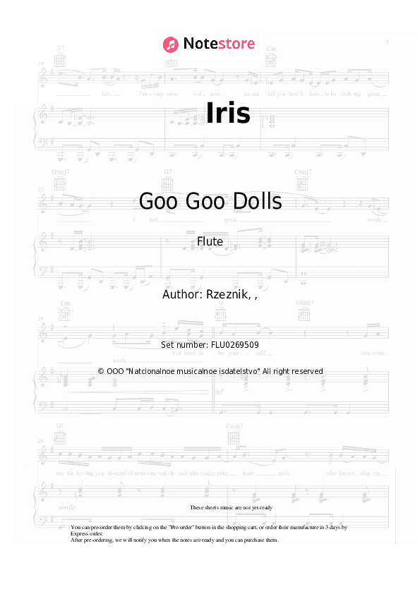 Iris - Goo Goo Dolls Flute Sheet Music - Flute