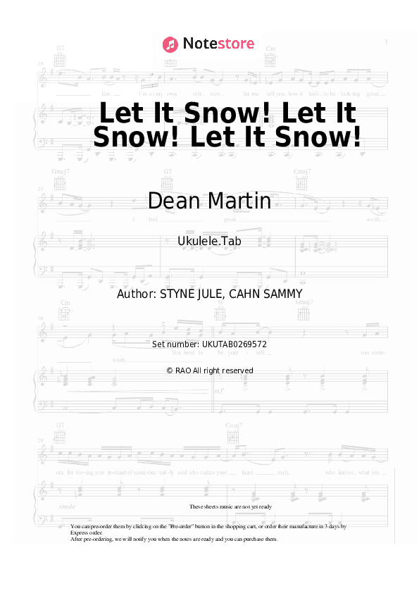 Let It Snow! Let It Snow! Let It Snow! - Dean Martin Sheet Music - Ukulele.Tab