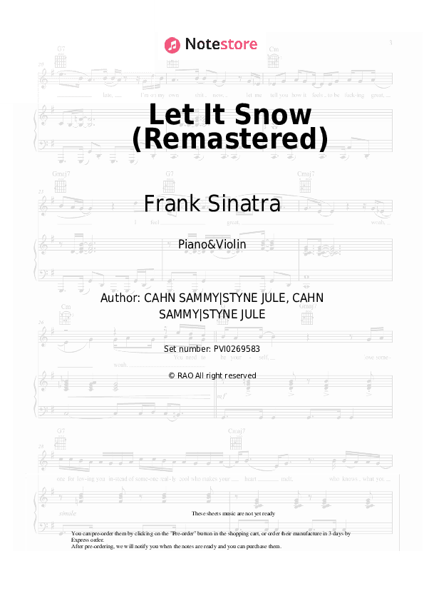Let It Snow (Remastered) - Frank Sinatra Piano Sheet Music and Violin - Piano&Violin