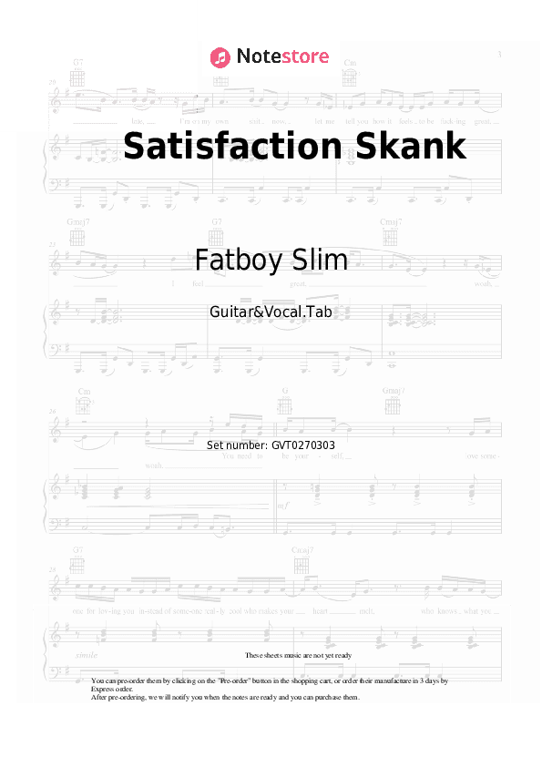 Satisfaction Skank - Fatboy Slim, The Rolling Stones Chords and Voice - Guitar&Vocal.Tab