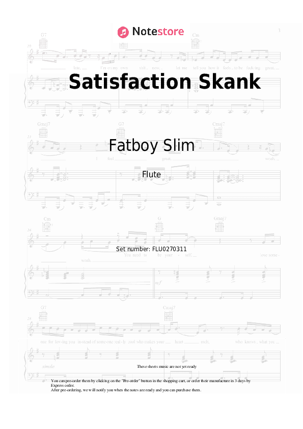 Satisfaction Skank - Fatboy Slim, The Rolling Stones Flute Sheet Music - Flute