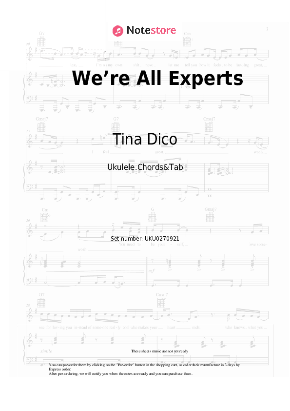 We’re All Experts - Tina Dico Ukulele Sheet Music - Ukulele.Chords&Tab