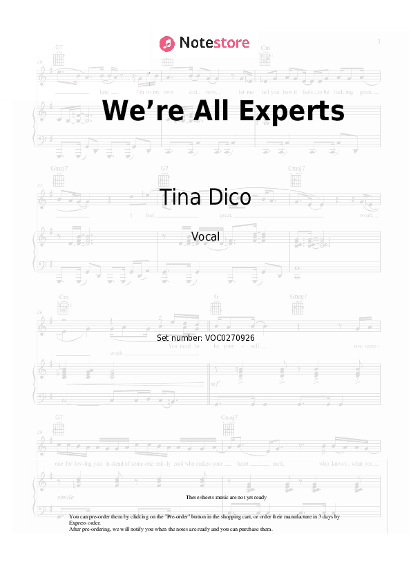 We’re All Experts - Tina Dico Vocal Sheet Music - Vocal