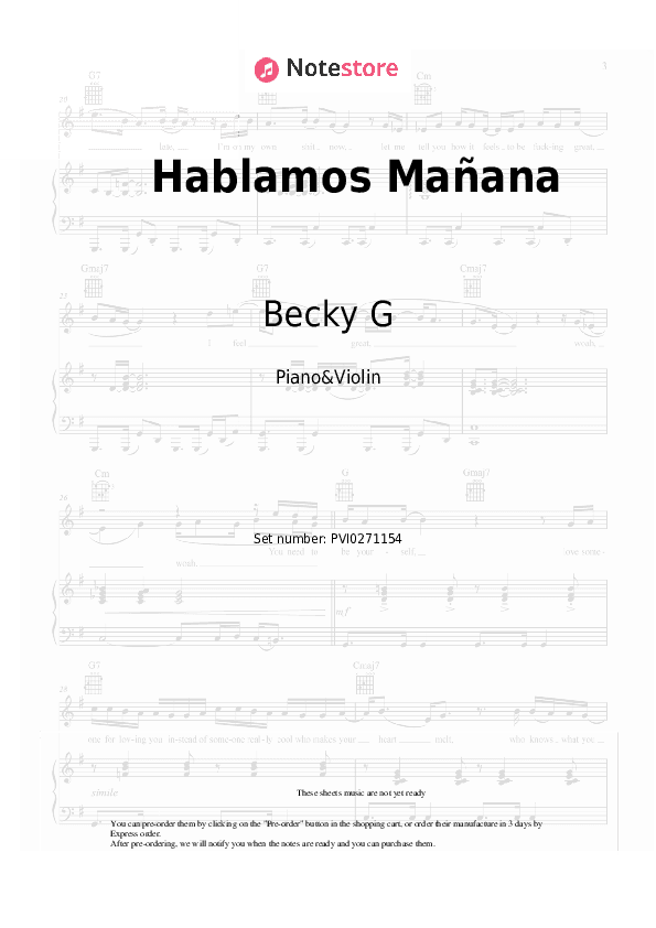Hablamos Mañana - Becky G Piano Sheet Music and Violin - Piano&Violin