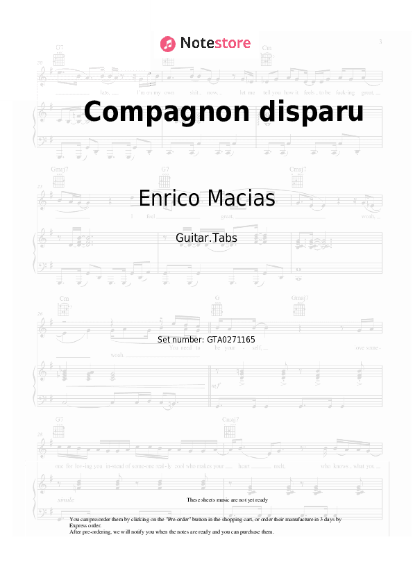 Compagnon disparu - Enrico Macias Tabs - Guitar.Tabs