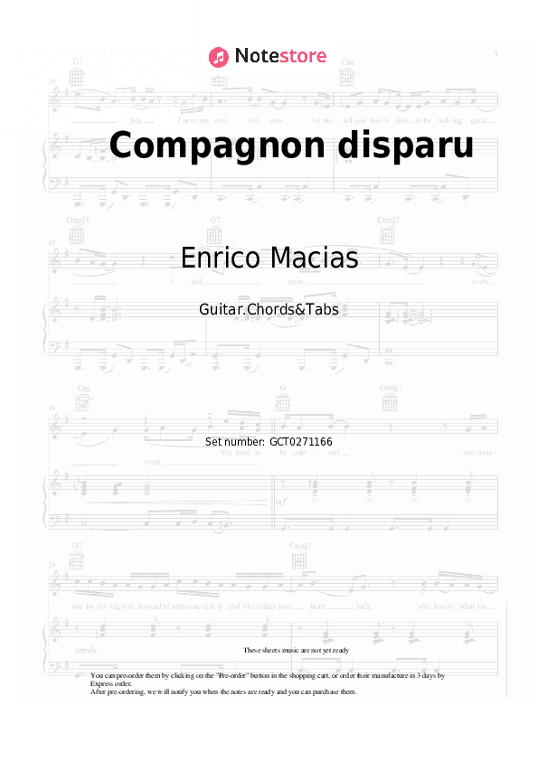Compagnon disparu - Enrico Macias Chords and Tabs - Guitar.Chords&Tabs
