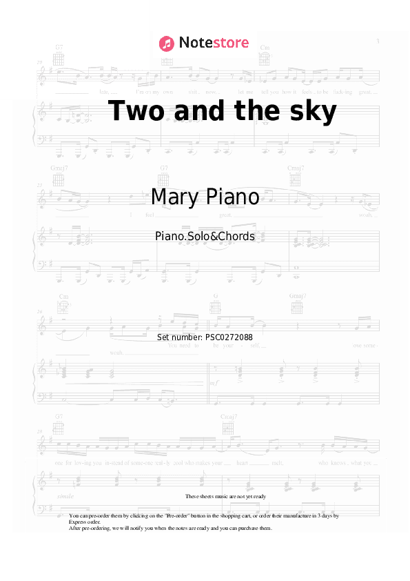 Two and the sky - Mary Piano Piano Sheet Music and Chords - Piano.Solo&Chords