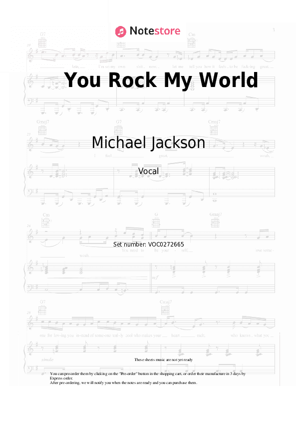 You Rock My World - Michael Jackson Vocal Sheet Music - Vocal