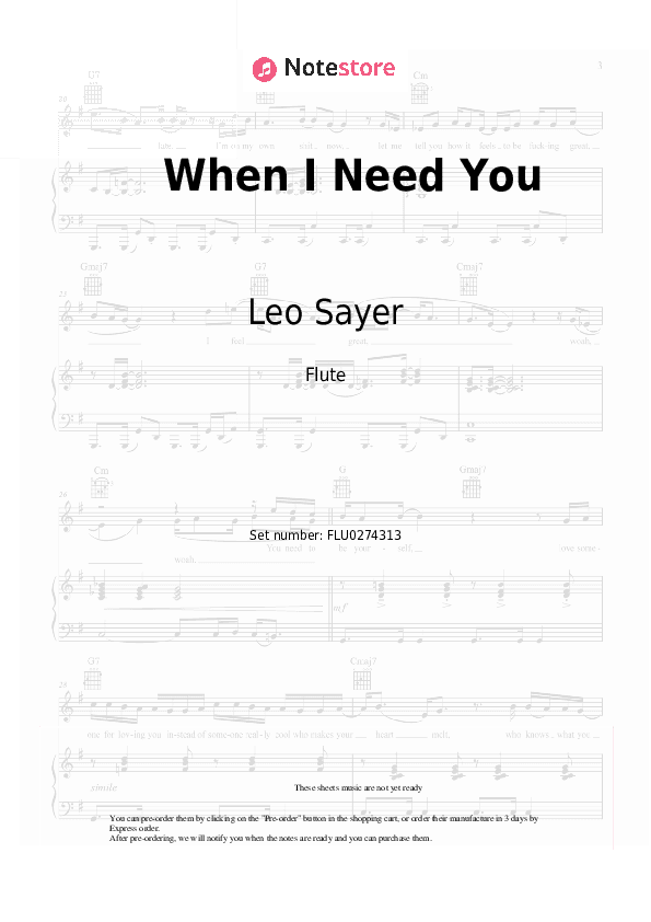 When I Need You - Leo Sayer Flute Sheet Music - Flute