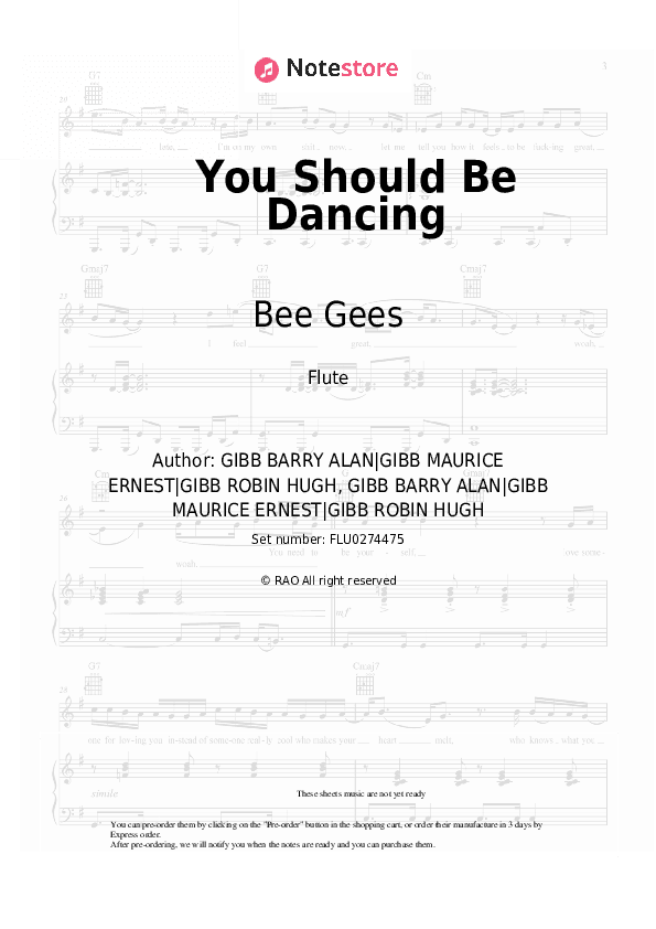 You Should Be Dancing - Bee Gees Flute Sheet Music - Flute