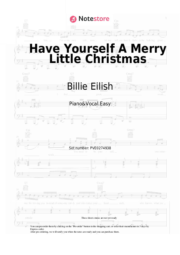 Have Yourself A Merry Little Christmas - Billie Eilish Piano Sheet Music Easy and Vocal - Piano&Vocal.Easy