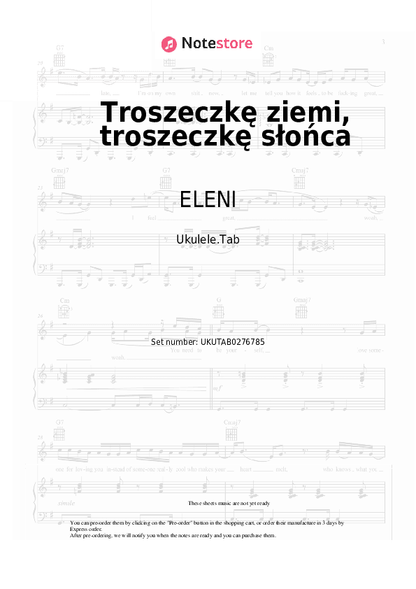 Troszeczkę ziemi, troszeczkę słońca - ELENI Sheet Music - Ukulele.Tab