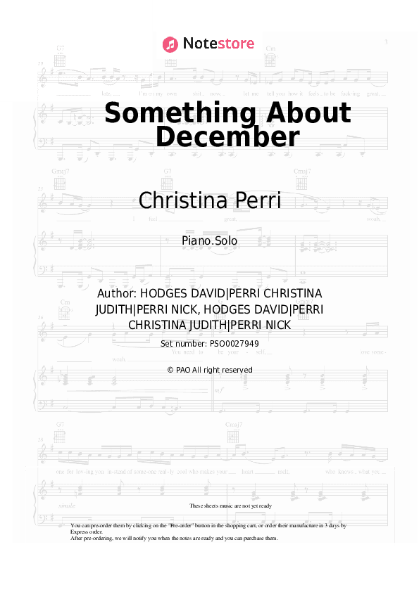 Something About December - Christina Perri Piano Sheet Music - Piano.Solo