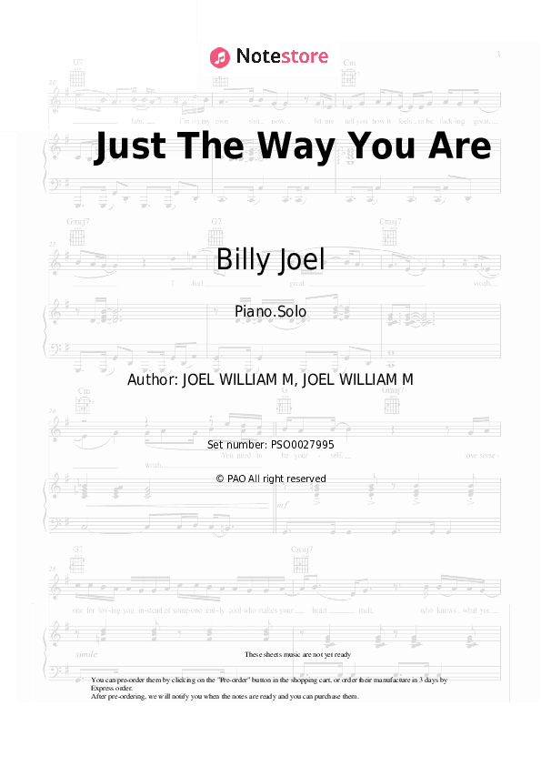 Just The Way You Are - Billy Joel Piano Sheet Music - Piano.Solo
