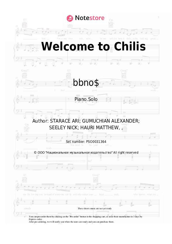 Welcome to Chilis - bbno$, Yung Gravy Piano Sheet Music - Piano.Solo