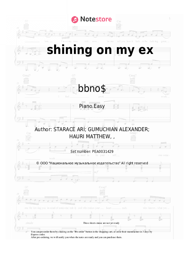 shining on my ex - bbno$, Yung Gravy Piano Sheet Music Easy - Piano.Easy