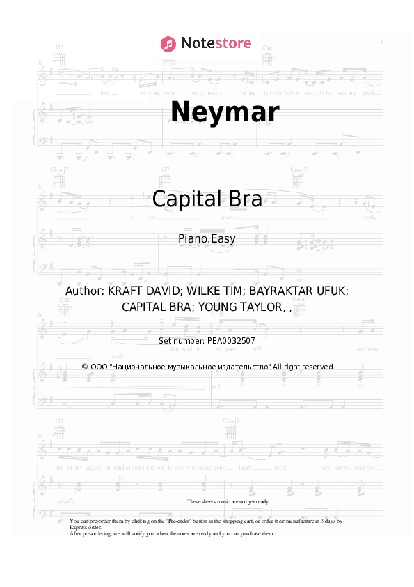Neymar - Capital Bra, Ufo361 Piano Sheet Music Easy - Piano.Easy