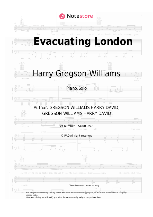 Evacuating London - Harry Gregson-Williams Piano Sheet Music - Piano.Solo