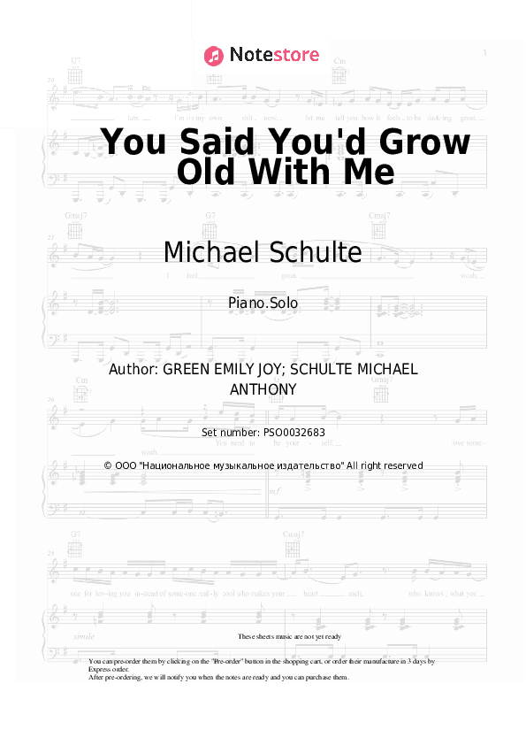 You Said You'd Grow Old With Me - Michael Schulte Piano Sheet Music - Piano.Solo