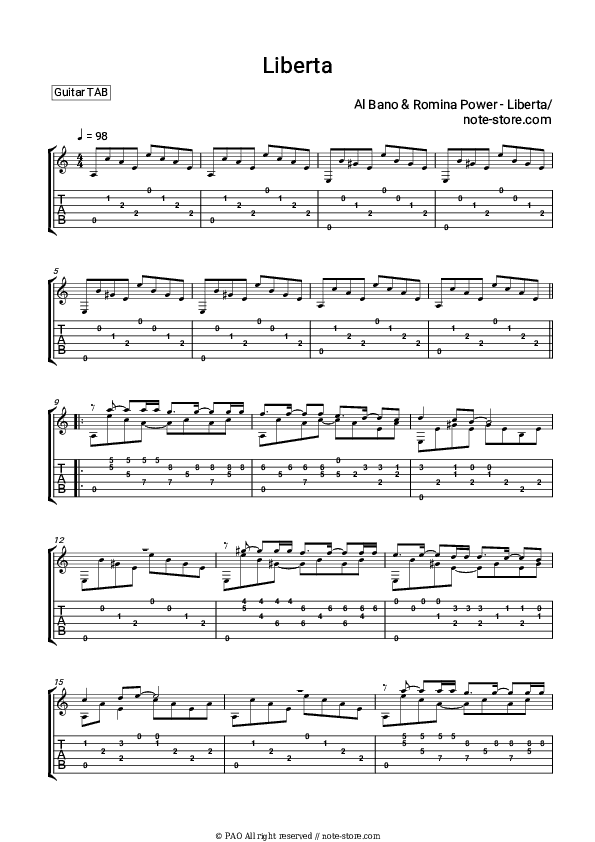 Liberta - Al Bano & Romina Power Tabs - Guitar.Tabs