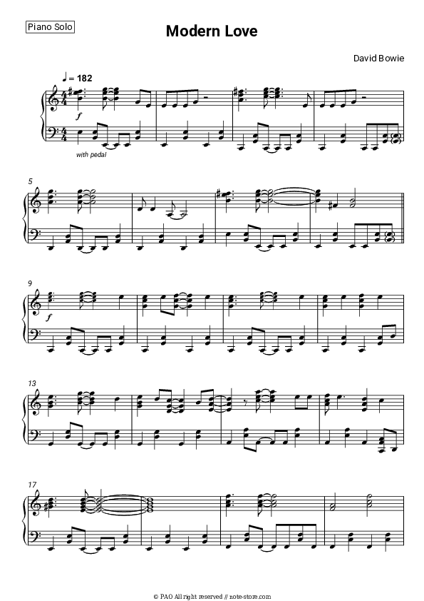 Modern Love - David Bowie Piano Sheet Music - Piano.Solo
