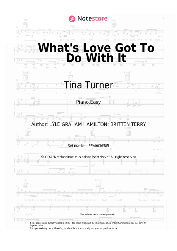 What's Love Got To Do With It - Tina Turner Piano Sheet Music Easy - Piano.Easy