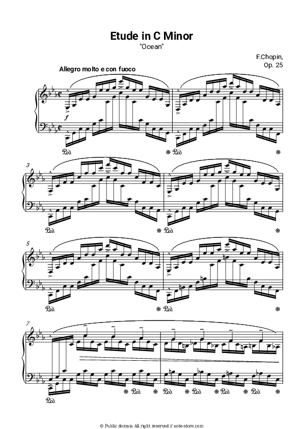 Etude Op. 25, No. 12 C-minor 'Ocean' - Frederic Chopin Piano Sheet Music - Piano.Solo