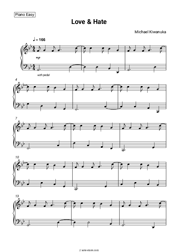 Love & Hate - Michael Kiwanuka Piano Sheet Music Easy - Piano.Easy