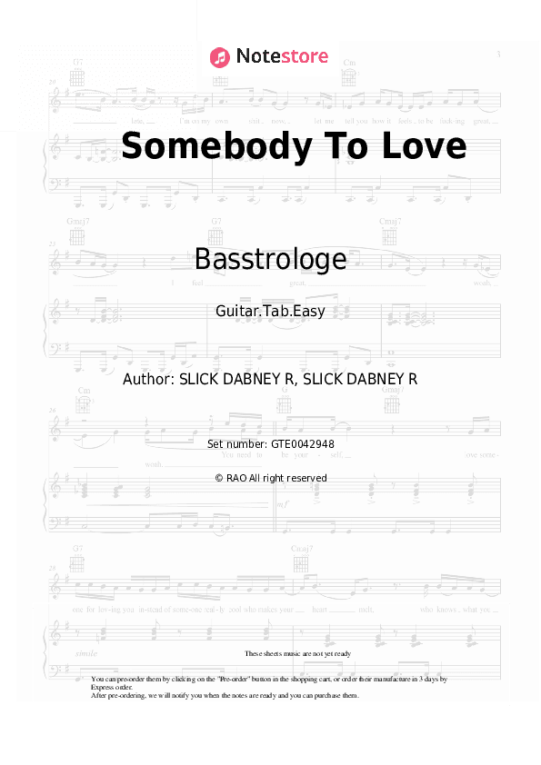 Somebody To Love - Basstrologe Tabs Easy - Guitar.Tab.Easy