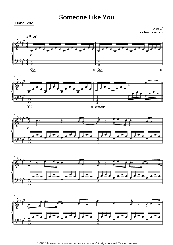 Someone like you - Adele Piano Sheet Music - Piano.Solo