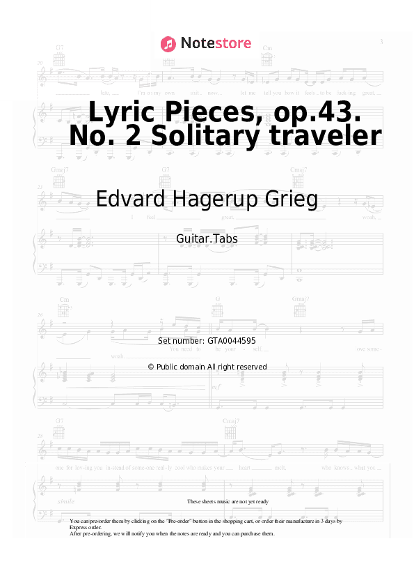 Lyric Pieces, op.43. No. 2 Solitary traveler - Edvard Hagerup Grieg Tabs - Guitar.Tabs