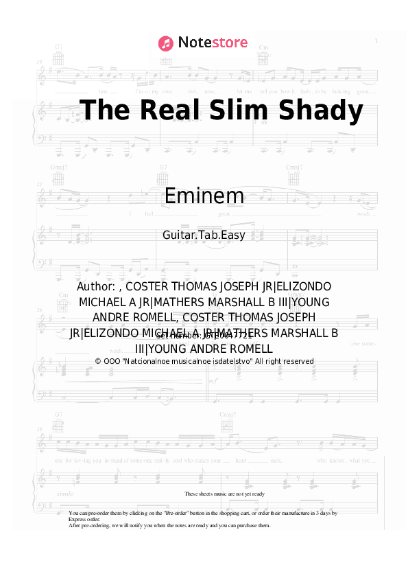 The Real Slim Shady - Eminem Tabs Easy - Guitar.Tab.Easy