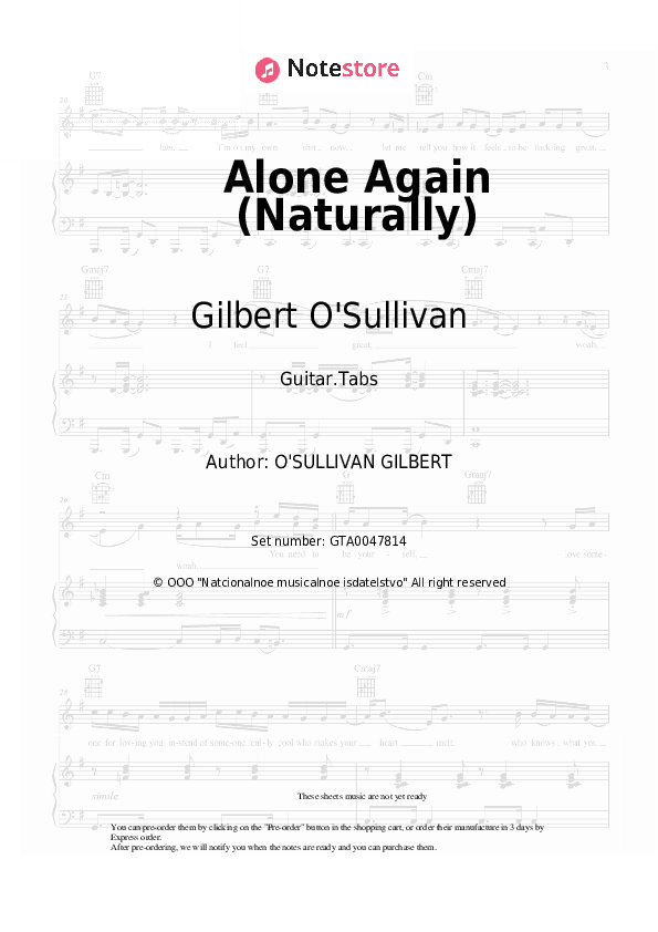 Alone Again (Naturally) - Gilbert O'Sullivan Tabs - Guitar.Tabs